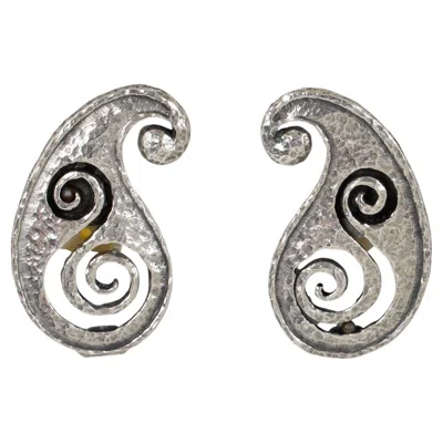 Pre-owned Rabanne Paco  Paris Silvered Modernist Clip Earrings In Multi