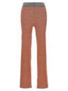Rabanne Jacquard Checkered Flared Trousers With Buttoned Waistband In Burgundy
