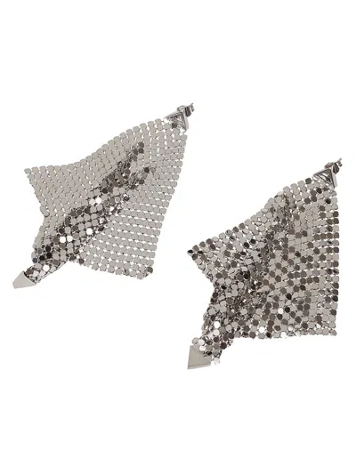 Rabanne Paco  Pixel Flow Dangle Earrings In Silver Metal Mesh