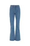 Rabanne Denim Flare Print Trousers In Printed