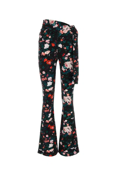 Rabanne Viscose Jersey Printed Flared Trousers In Black