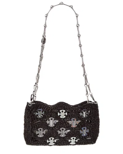 Rabanne Paco  Raffia Shoulder Bag In Black