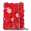 Rabanne Paco  Red Mini Sparkle Discs Shoulder Bag In Red