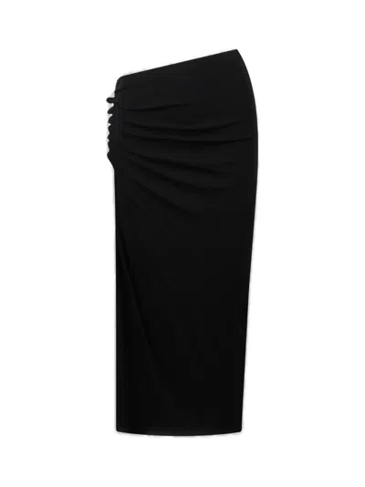 Rabanne Ruched Midi Skirt In Black