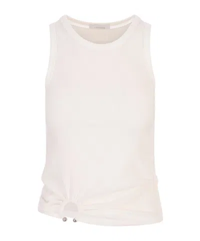 Rabanne Paco  Ruched Detailed Asymmetric Tank Top In Bianco