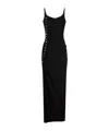 Rabanne Viscose Jersey Side Stud Midi Dress In Black