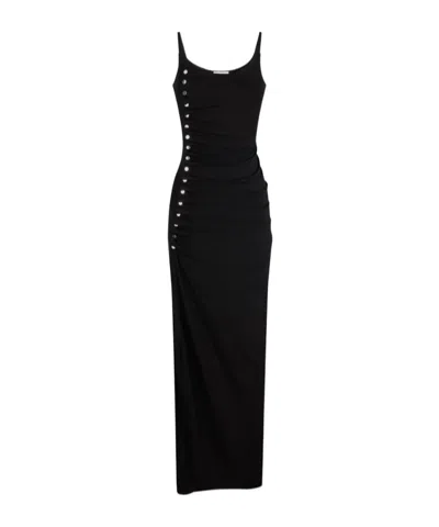 Rabanne Viscose Jersey Side Stud Midi Dress In Black