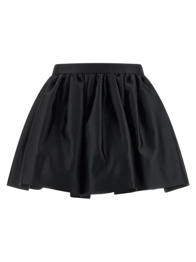Rabanne Satin Skirt Elastic Waist Flared Silhouette In Black
