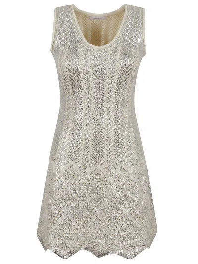 Rabanne Metallic Cotton-blend Mini Dress In Beige