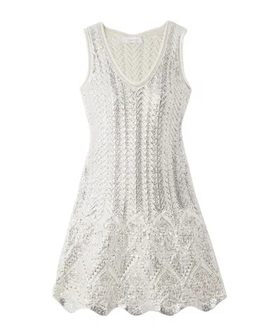 Rabanne Paco  Scalloped Edge Crochet Knitted Mini Dress In Silver