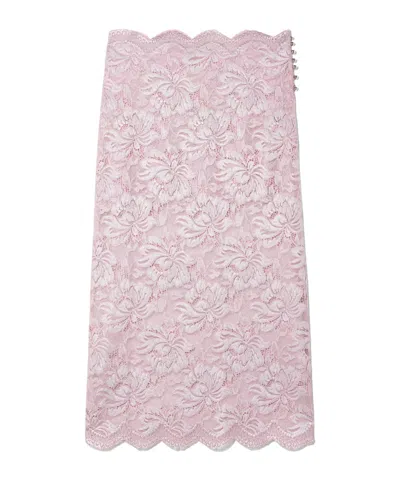 Rabanne Paco  Scalloped Edge Midi Lace Skirt In Pink