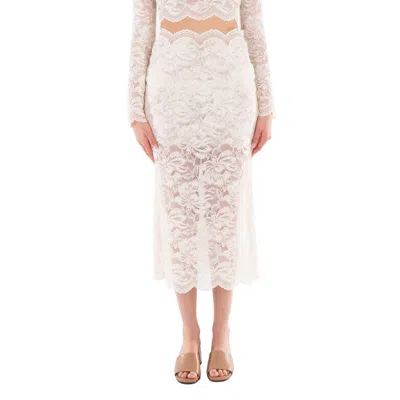 Rabanne Paco  Scalloped Edges Lace Midi-skirt In White