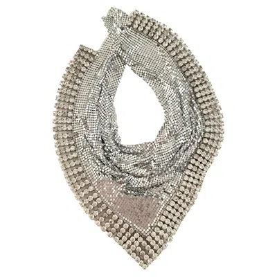 Pre-owned Rabanne Paco  Scarf Metal Mesh Rhinestones Triangle In Sand