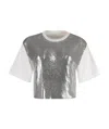 Rabanne Cropped Cotton-jersey And Chainmail T-shirt In Gray