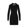 Rabanne Womens Chain-embellished Stretch-cotton Mini Dress Black