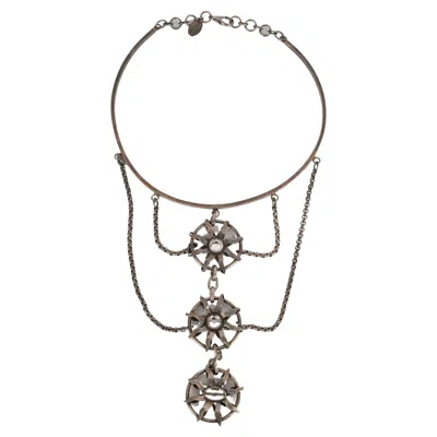 Pre-owned Rabanne Paco  Silvery Necklace With Rhinestones In Multi