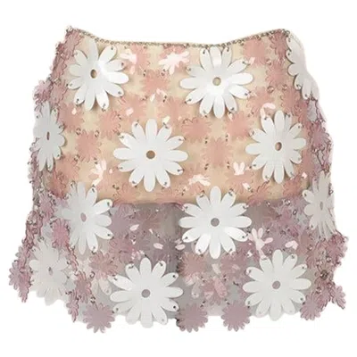Pre-owned Rabanne Paco  Skirt In Pink And White Flower, 2020
