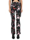 Rabanne Viscose Jersey Printed Flared Trousers In Black