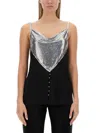 Rabanne Top With Sequin Embellishment And Draped Neckline In Black