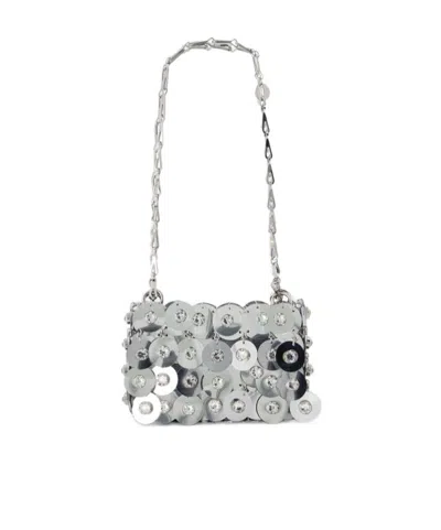 Rabanne Paco  Sparkle Disc Shoulder Bag In Gray