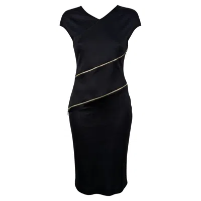 Pre-owned Rabanne Paco  Spring 2001 Black Cotton Jersey Asymmetric Zip Dress
