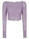 Rabanne Lavender Lace-effect Top With Boat Neckline In Purple