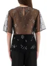 Rabanne Transparent Top With Delicate Floral Applications In Black