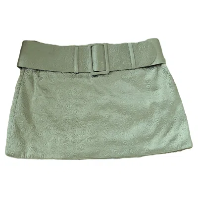 Pre-owned Rabanne Paco  Vintage 90s Rare Floral Mini Skirt With Belt In Gray