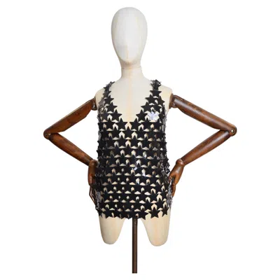 Pre-owned Rabanne Paco  Vintage Black Chainmail Star Shaped Disc Mesh Vest Top