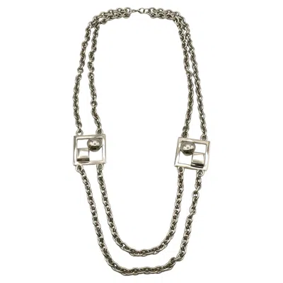 Pre-owned Rabanne Paco  Vintage Silver Tone Modernist Chain Necklace In Multi