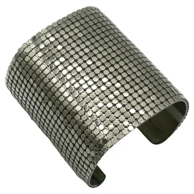 Pre-owned Rabanne Paco  Wide Silver Tone Disco Bracelet Cuff In Multi