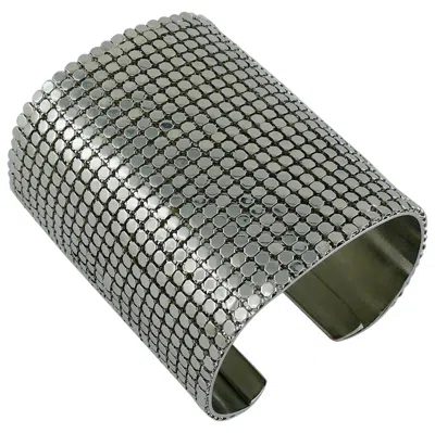 Pre-owned Rabanne Paco  Wide Silver Toned Disco Bracelet Cuff