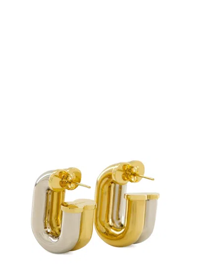 Rabanne Xl-link Bi-color Earrings In Gold Silver