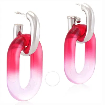 Rabanne Xl Resin Link Double Earrings In Pink