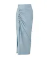 Rabanne Embellished Button Jersey Skirt In Blue