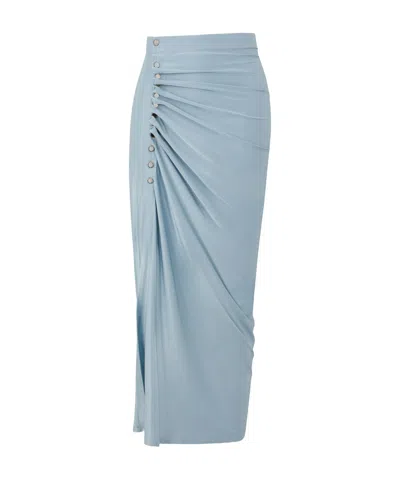 Rabanne Paco Faded Draped Pression Skirt In Blue
