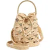 Rabanne Paco Wave Raffia Bucket Bag In Natural / Light Gold