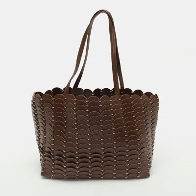 Pre-owned Rabanne Pacoio Large Brown Leather Tote