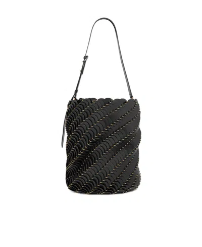 Rabanne Pacoïo Leather Bucket Bag In Black