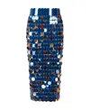 Rabanne Paillette-chainmail Pencil Midi Skirt In Blue