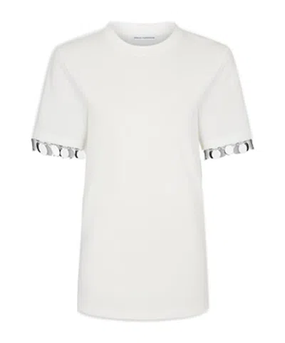 Rabanne Paillette-embellished Crepe T-shirt In White