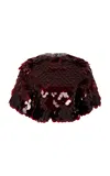 Rabanne Paillette-embellished Cropped Cape In Burgundy