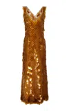 Rabanne Paillette-embellished Midi Dress In Brown