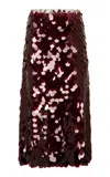 Rabanne Paillette-embellished Midi Skirt In Red