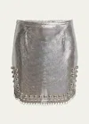 Rabanne Paillette Metal Ball Trim Mini Skirt In Silver