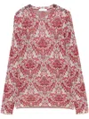 Rabanne Long-sleeve Metallic Top In Silver Paisley In Silver