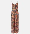 Rabanne Chainmail-embellished Paisley-print Satin Maxi Dress In Multicoloured