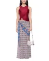 Rabanne Printed Satin Midi Skirt