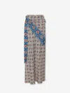 Rabanne Printed Satin Midi Skirt In Multi