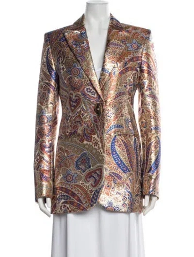 Pre-owned Rabanne Paisley Print Blazer In Gold